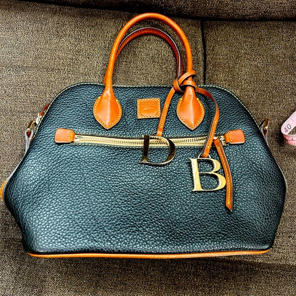 Dooney & Bourke Black and Tan Satchel - Picture 1 of 6